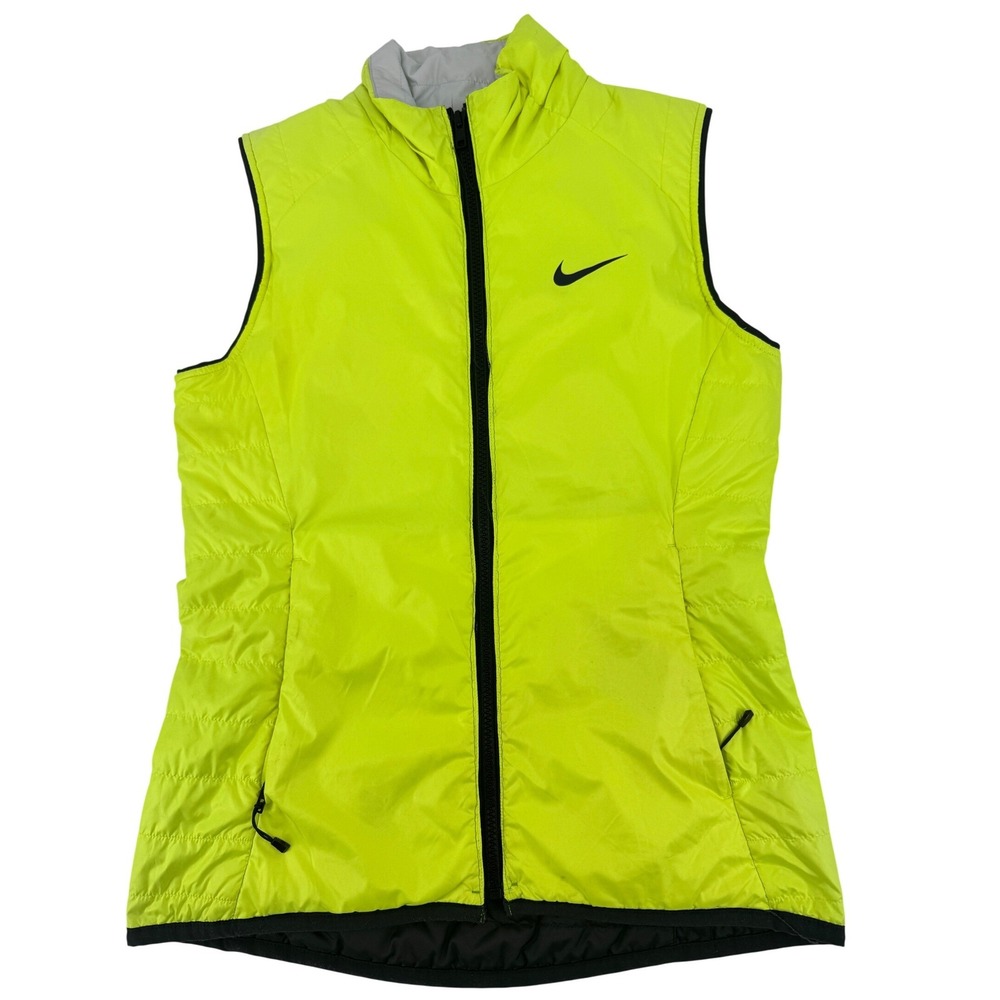 Nike Golf Womens Golf Vest Size S Neon Yellow Sleeveless Zip Up‎